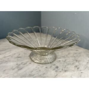 Vintage Colonial Style Paneled Glass Footed Serving Dish Bowl Imperial Glass ?